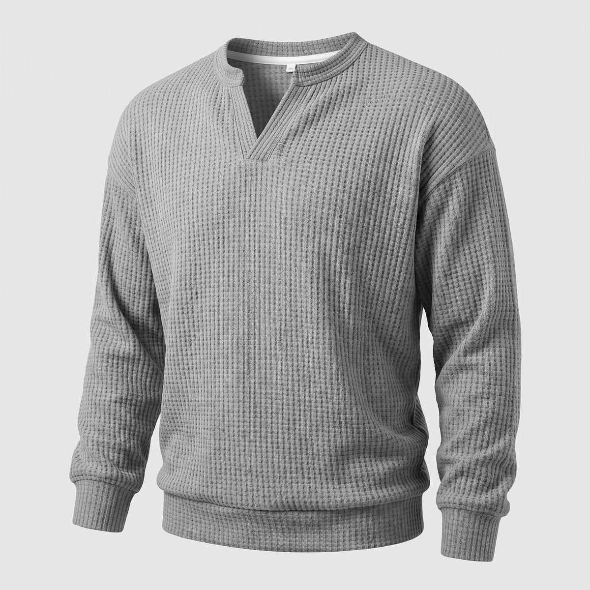 WAFFLE STITCH SPLIT NECK JUMPER