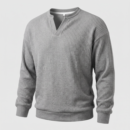 WAFFLE STITCH SPLIT NECK JUMPER