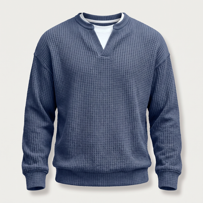 WAFFLE STITCH SPLIT NECK JUMPER