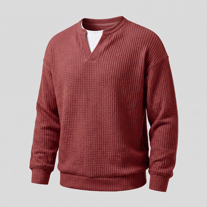 WAFFLE STITCH SPLIT NECK JUMPER