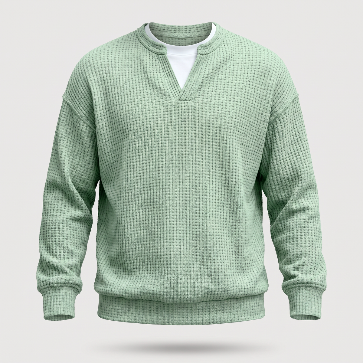 WAFFLE STITCH SPLIT NECK JUMPER