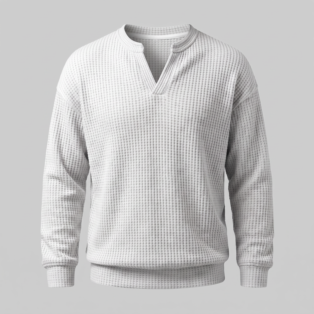 WAFFLE STITCH SPLIT NECK JUMPER