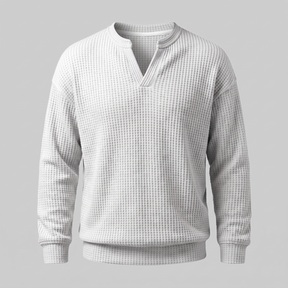 WAFFLE STITCH SPLIT NECK JUMPER