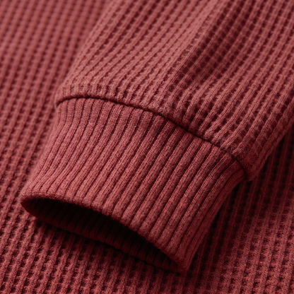 WAFFLE STITCH SPLIT NECK JUMPER