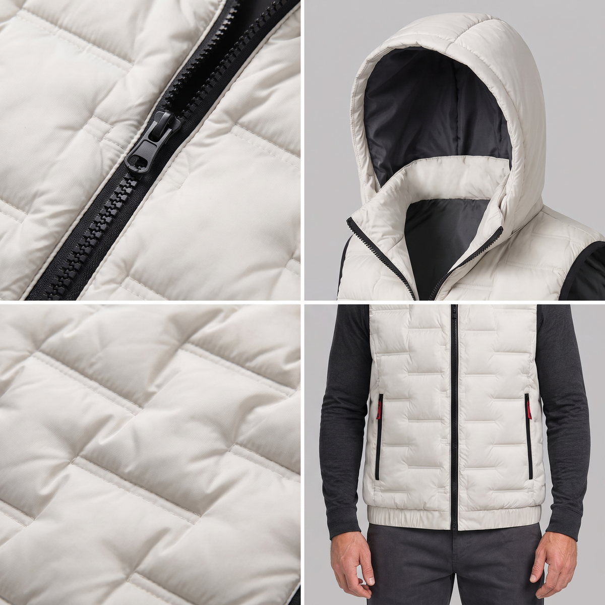 HOODED QUILTED GILET