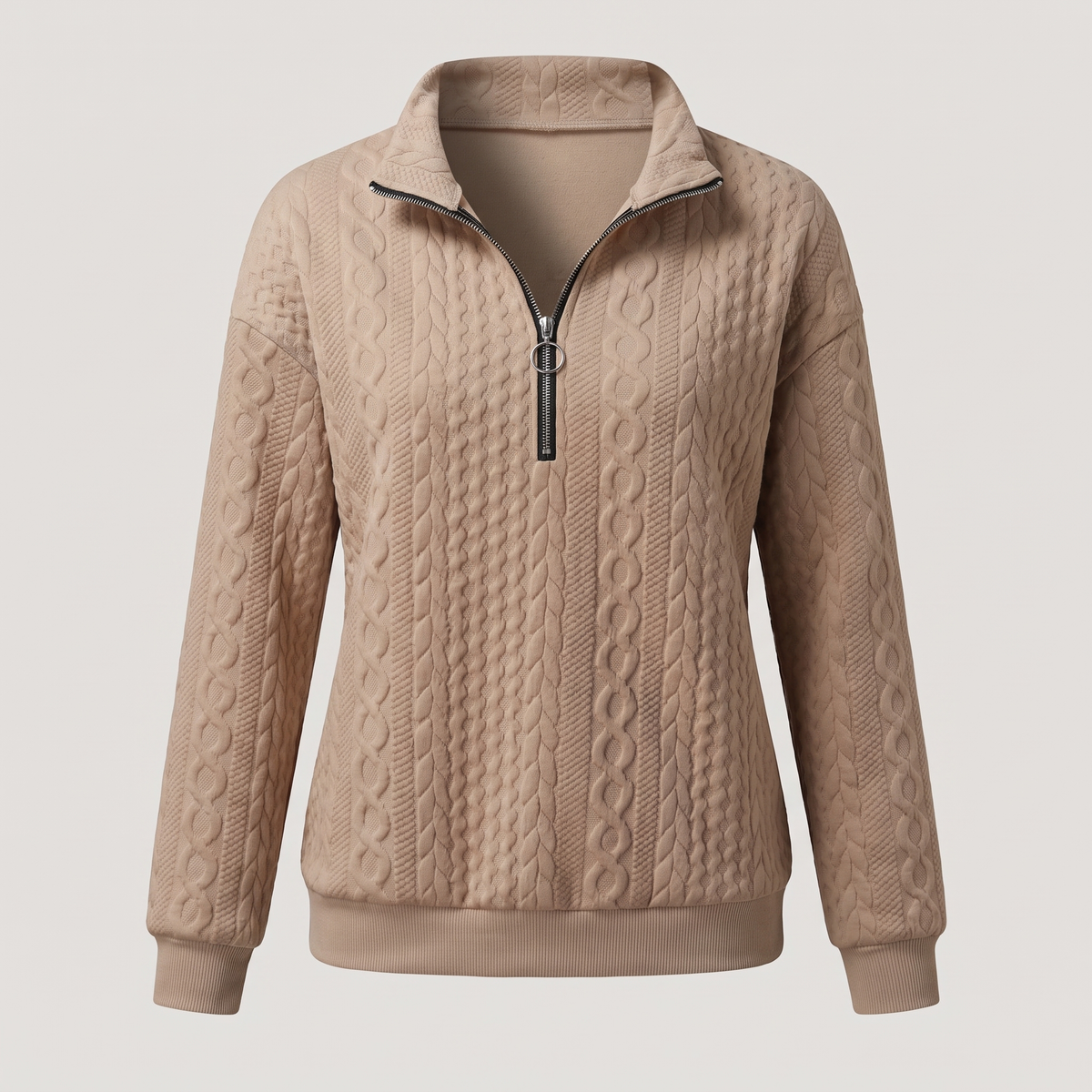 CABLE TEXTURE HALF ZIP JUMPER