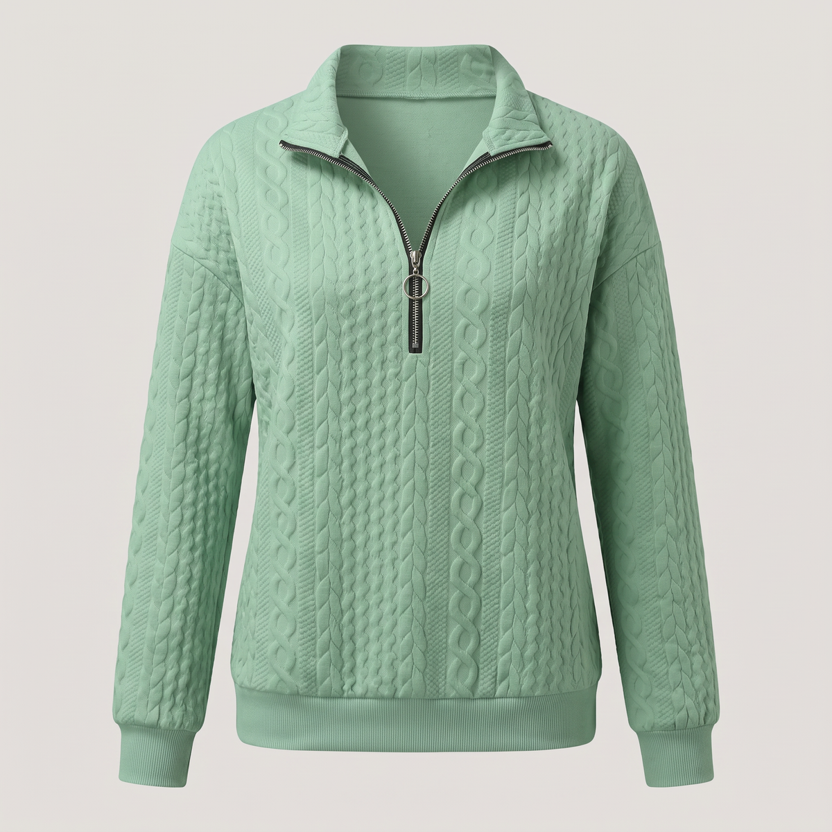 CABLE TEXTURE HALF ZIP JUMPER