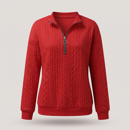 CABLE TEXTURE HALF ZIP JUMPER