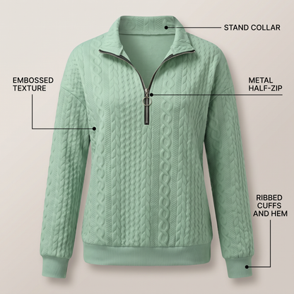 CABLE TEXTURE HALF ZIP JUMPER