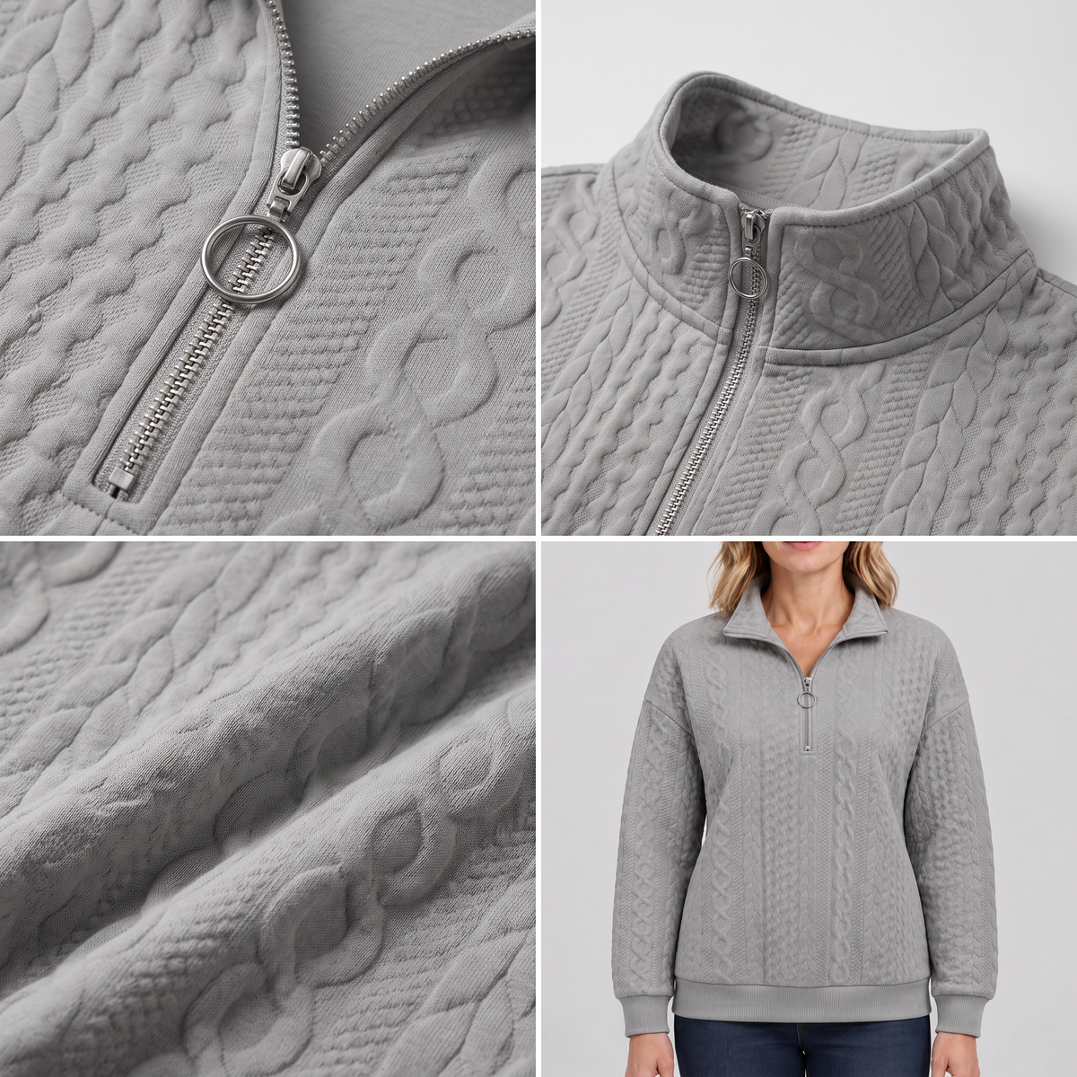CABLE TEXTURE HALF ZIP JUMPER