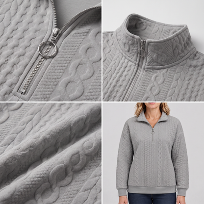 CABLE TEXTURE HALF ZIP JUMPER