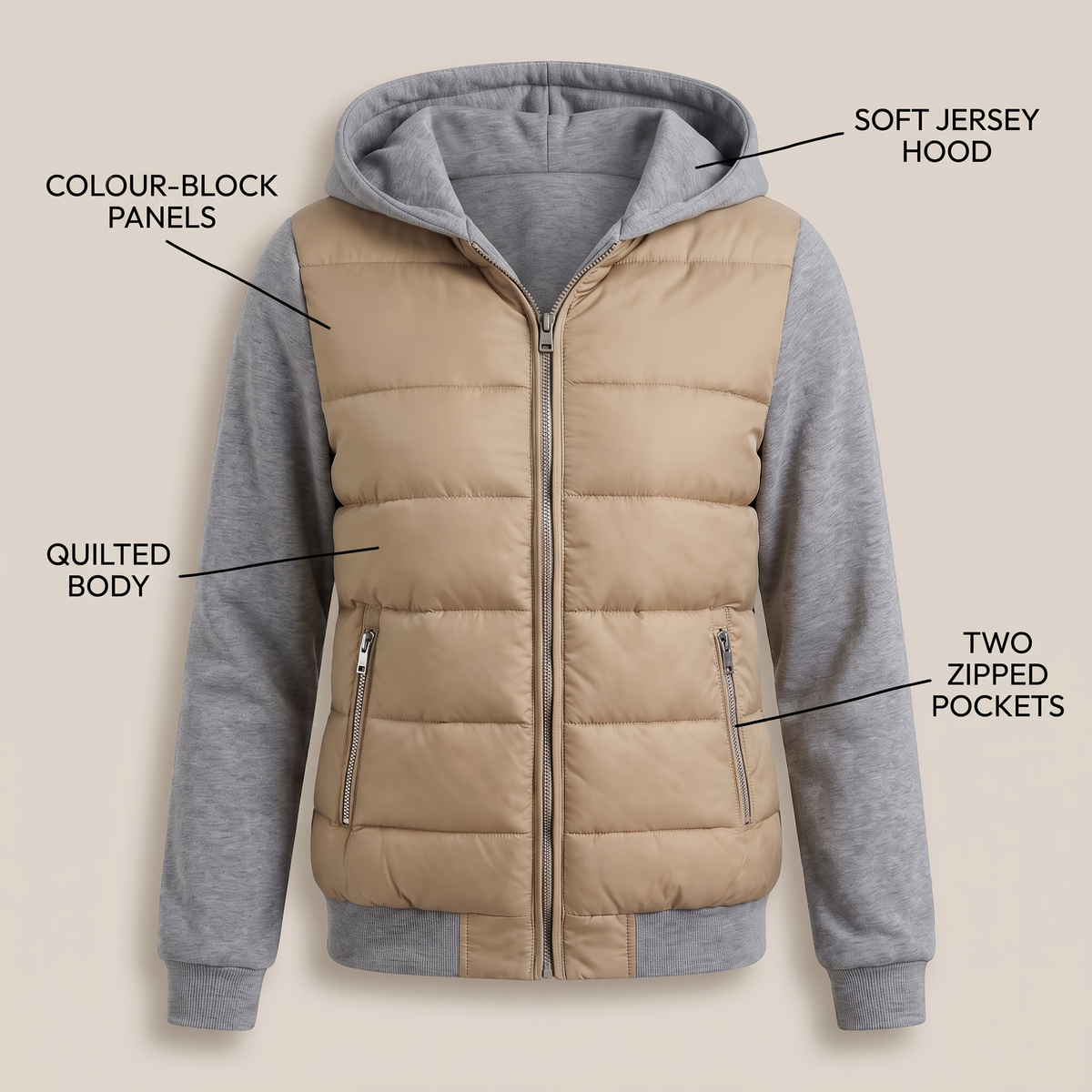 QUILTED FRONT CASUAL JACKET