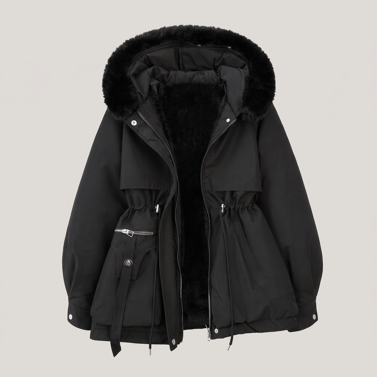 DRAWCORD WAIST FUR HOOD PARKA