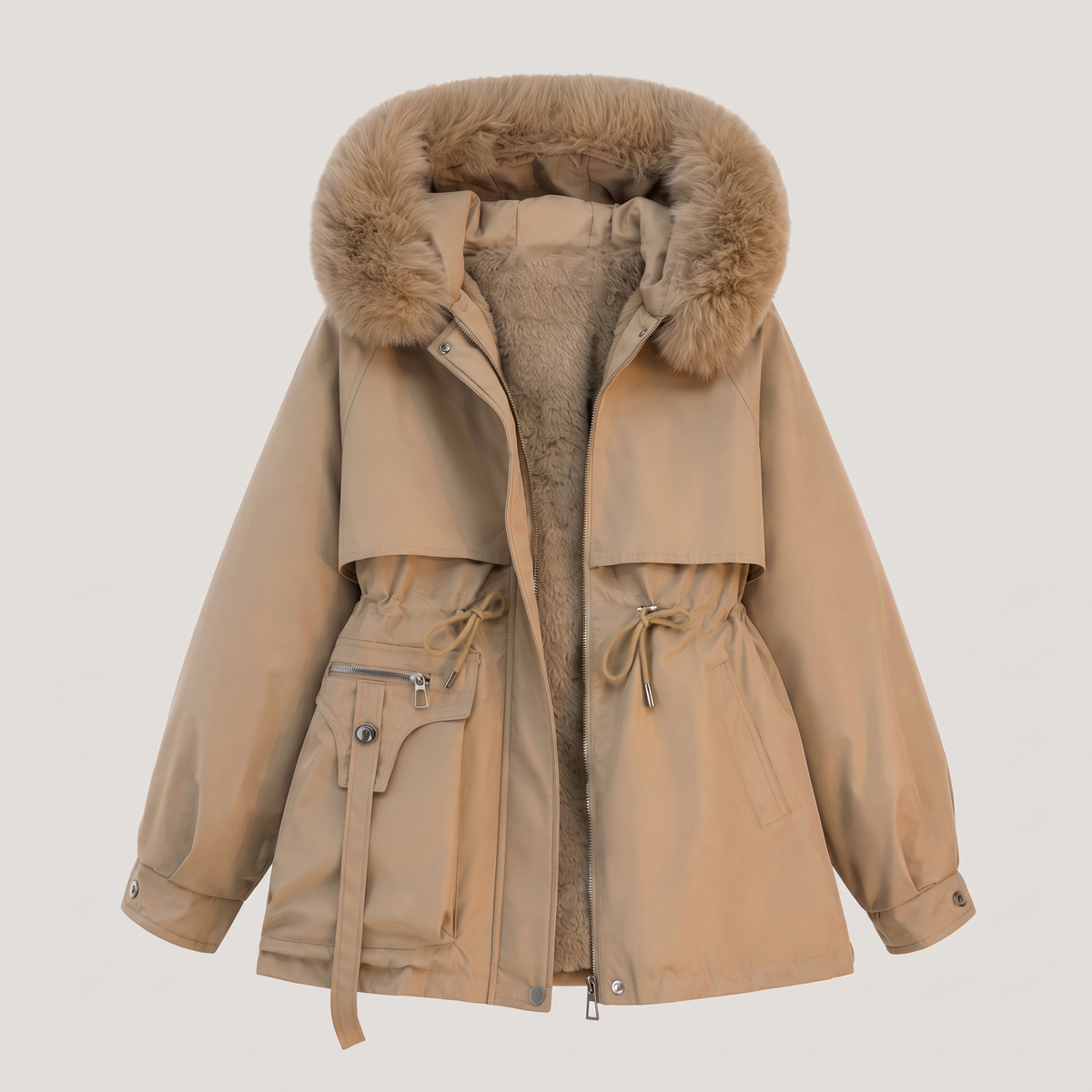 DRAWCORD WAIST FUR HOOD PARKA