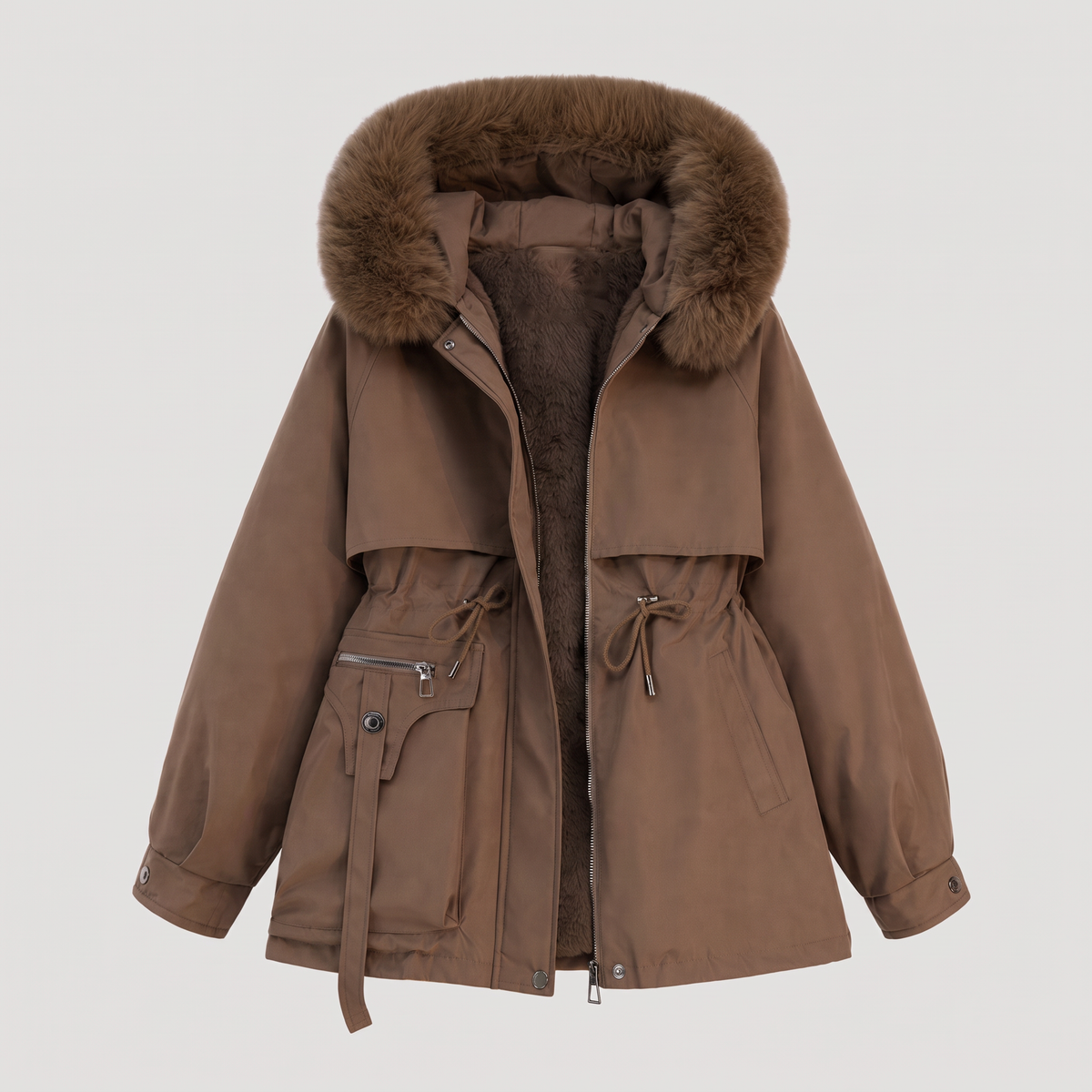 DRAWCORD WAIST FUR HOOD PARKA
