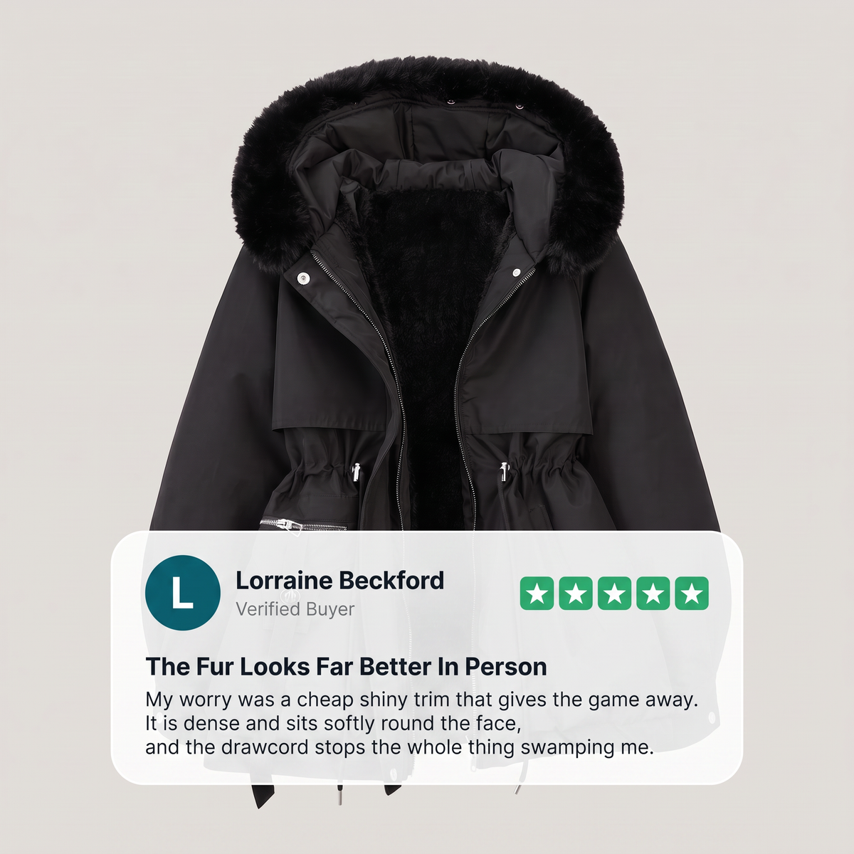 DRAWCORD WAIST FUR HOOD PARKA