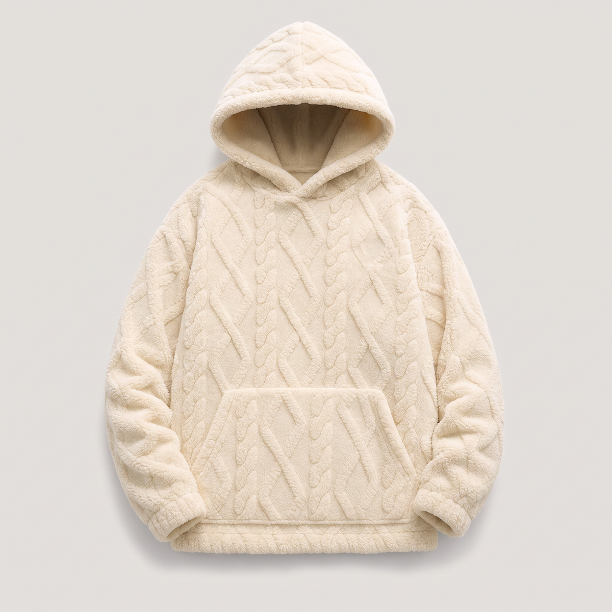 RAISED CABLE HOODED JUMPER