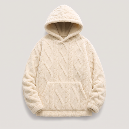 RAISED CABLE HOODED JUMPER
