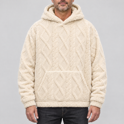 RAISED CABLE HOODED JUMPER
