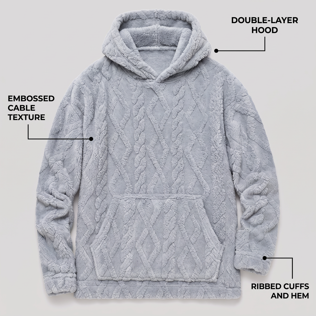 RAISED CABLE HOODED JUMPER