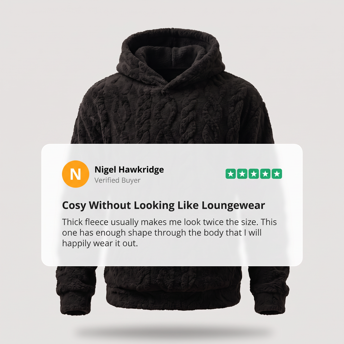 RAISED CABLE HOODED JUMPER