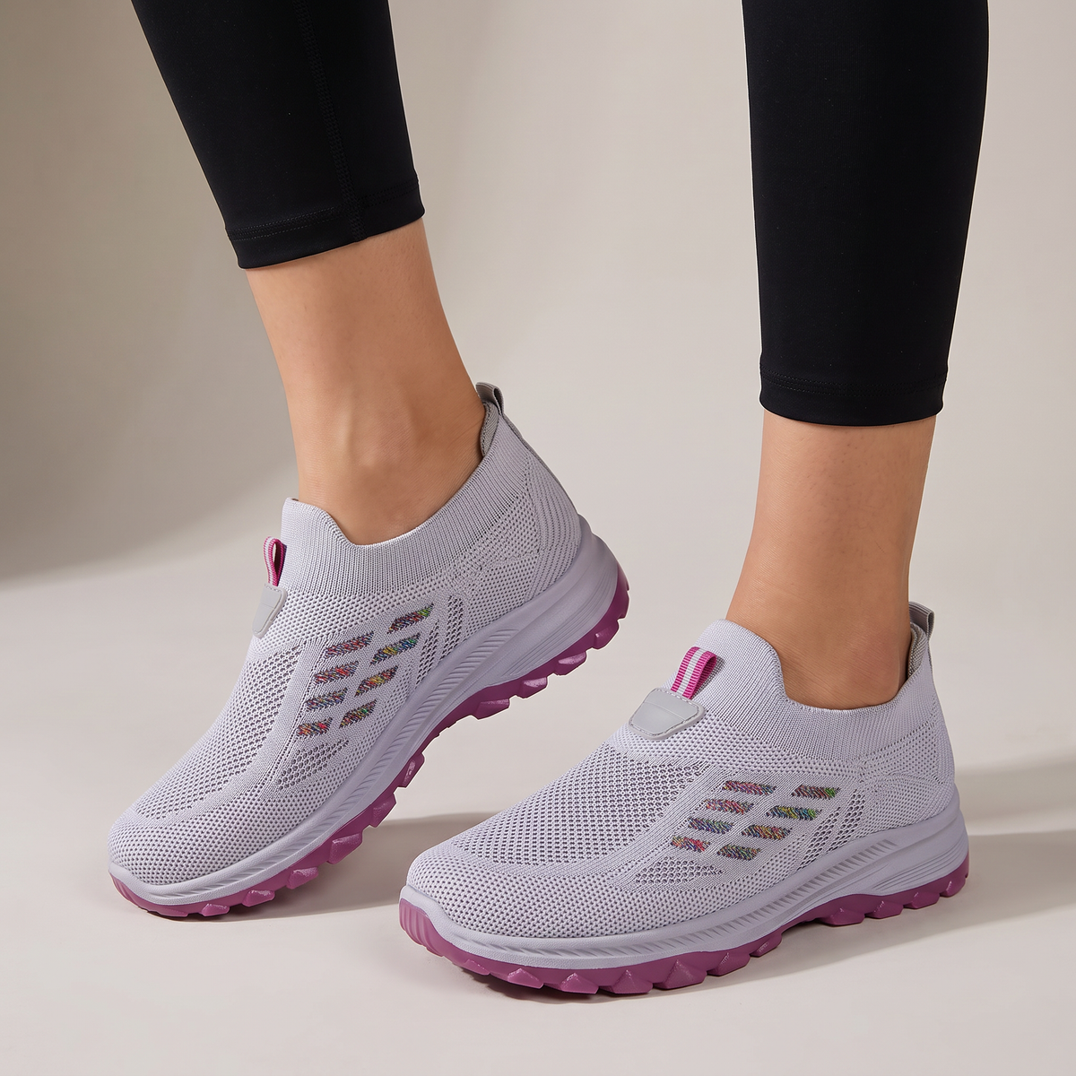 KNIT SLIP-ON WALKING TRAINERS