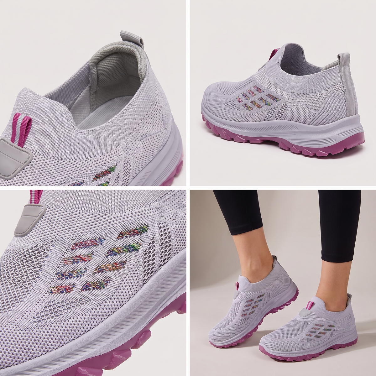 KNIT SLIP-ON WALKING TRAINERS