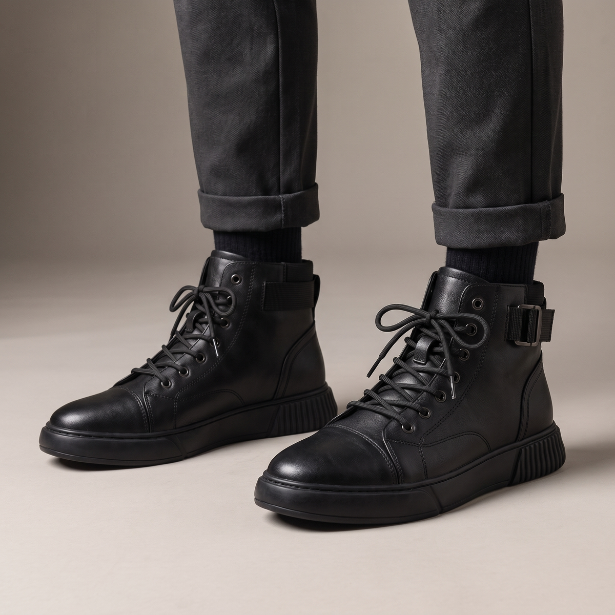 ANKLE STRAP HIGH-TOP BOOTS
