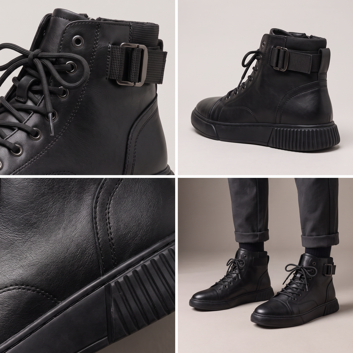 ANKLE STRAP HIGH-TOP BOOTS