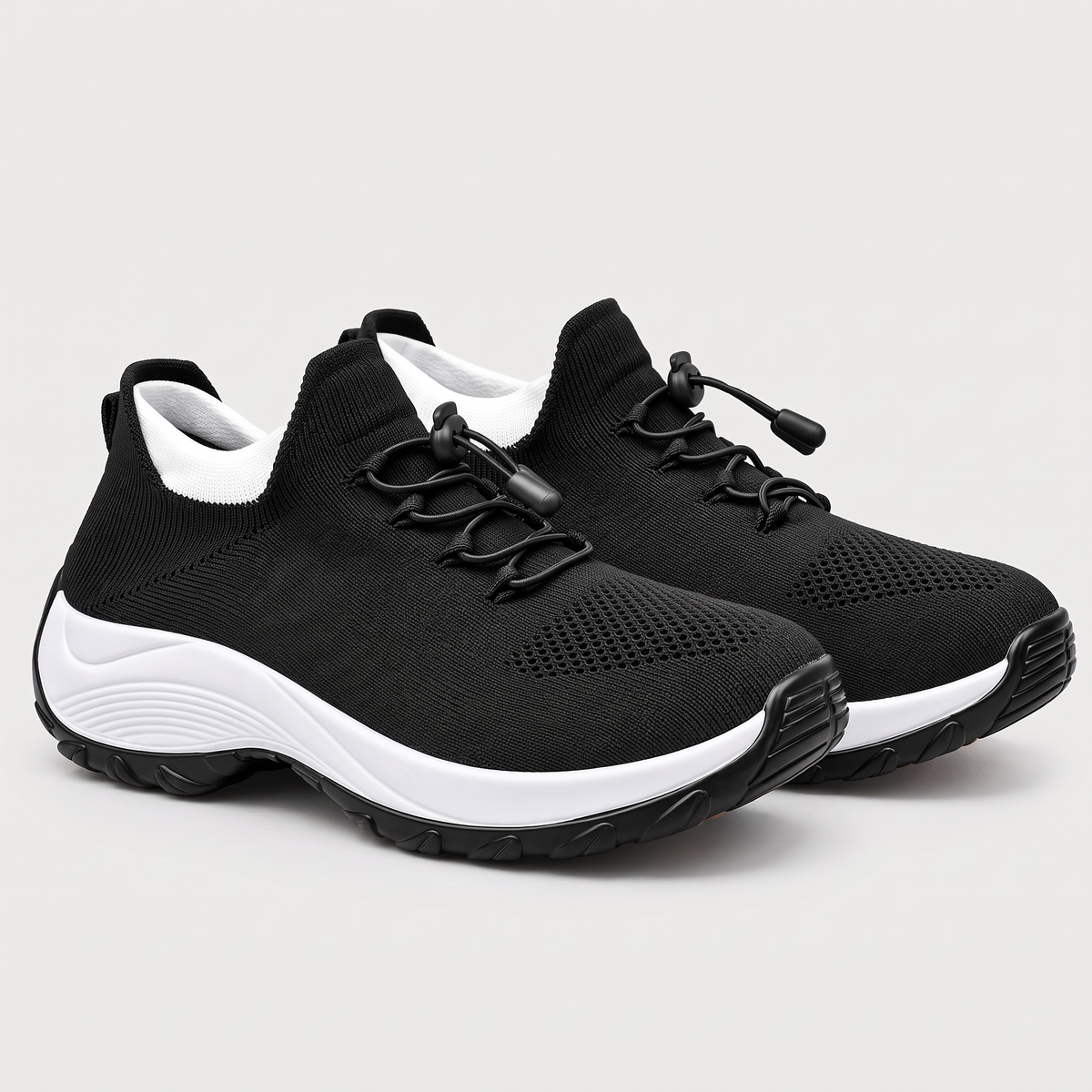 TOGGLE LACE KNIT WALKING TRAINERS