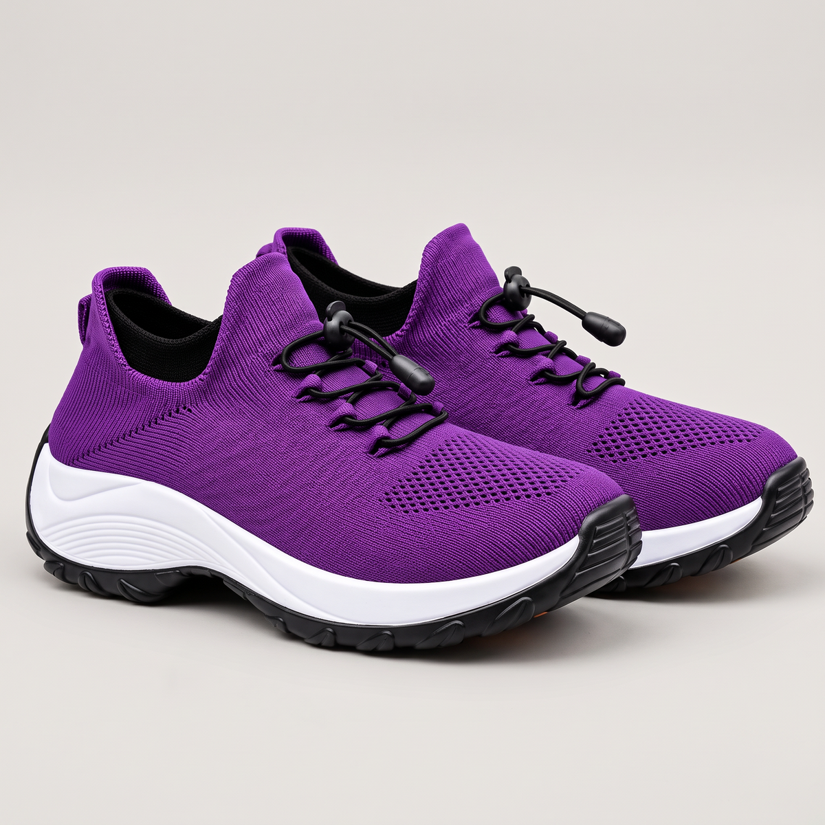 TOGGLE LACE KNIT WALKING TRAINERS
