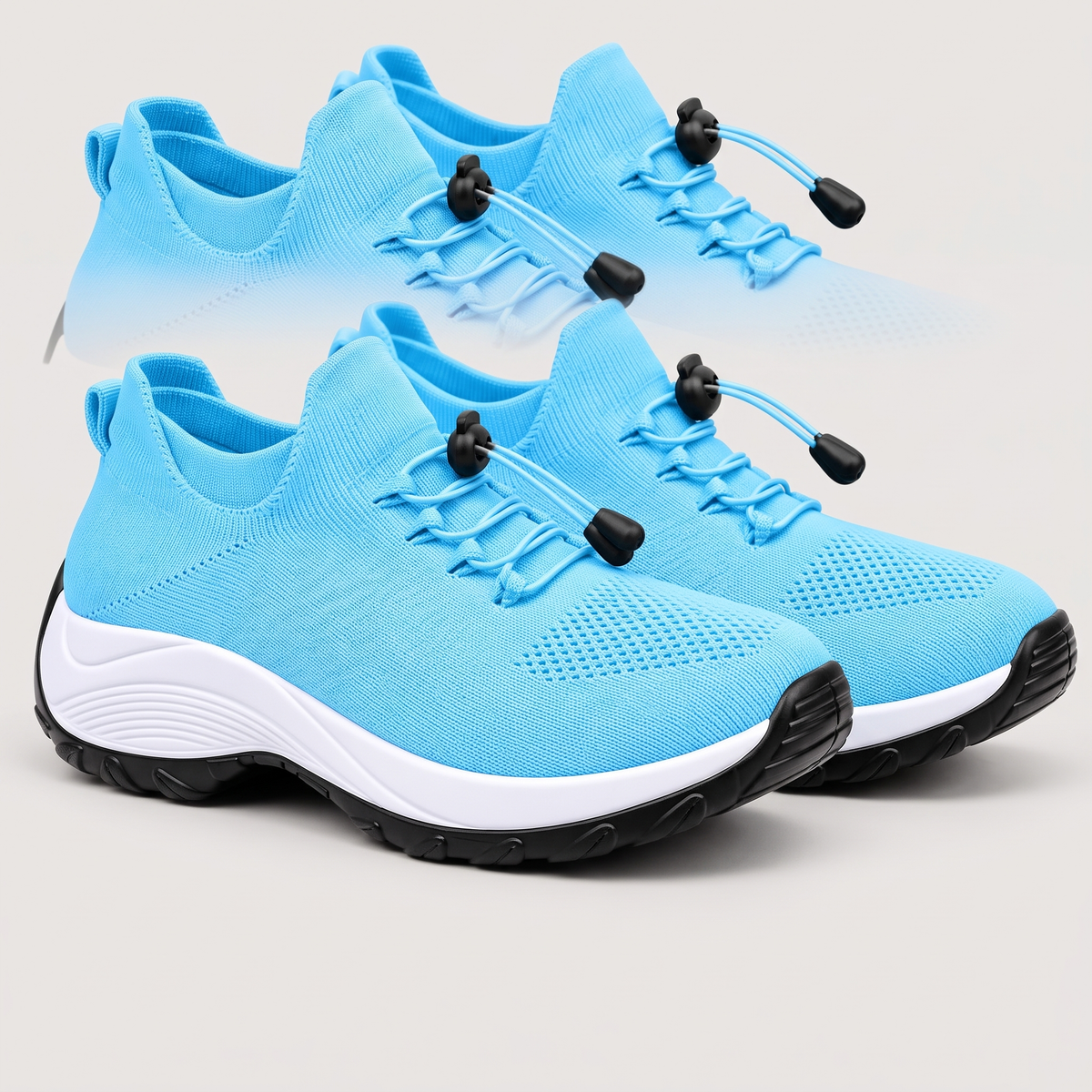 TOGGLE LACE KNIT WALKING TRAINERS
