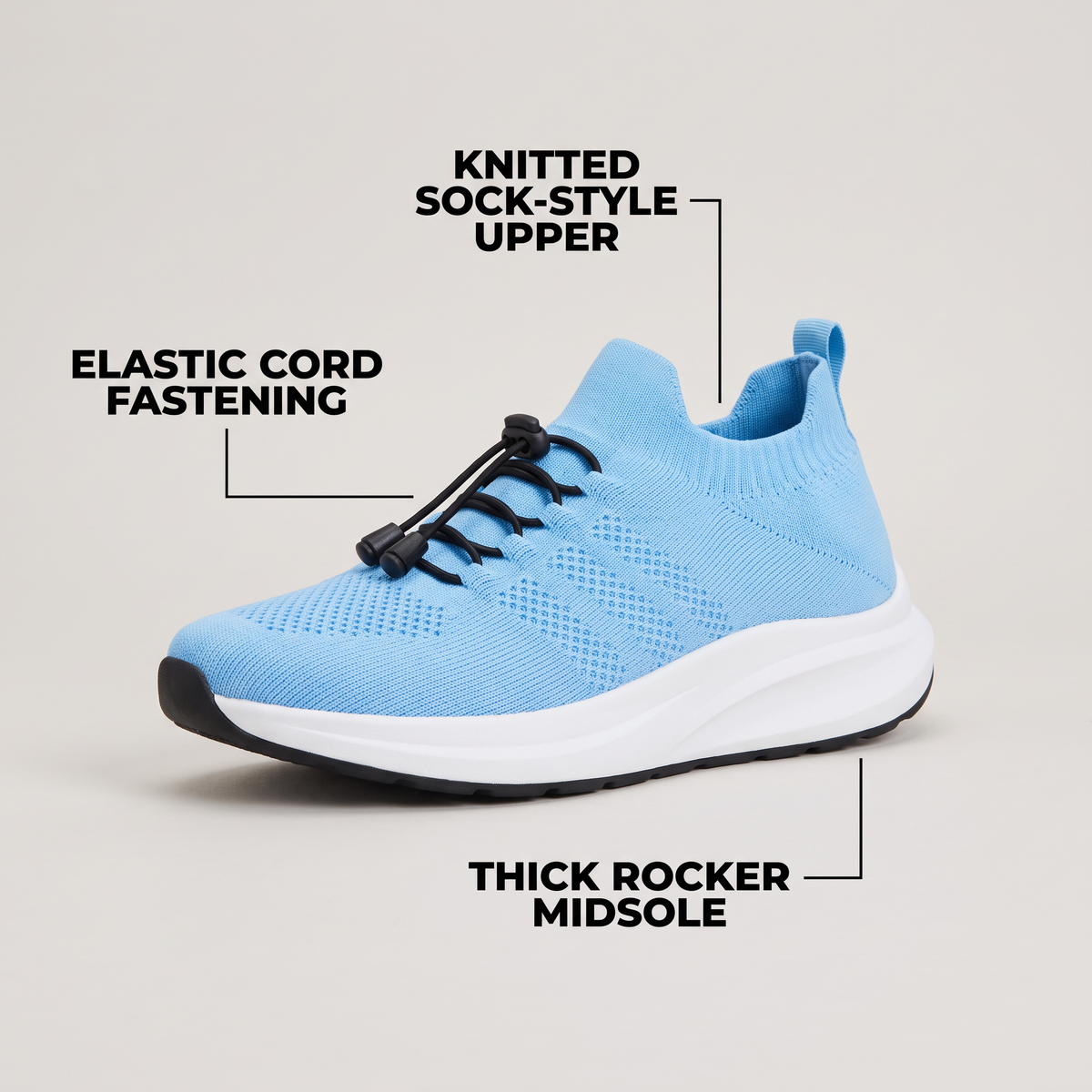 TOGGLE LACE KNIT WALKING TRAINERS