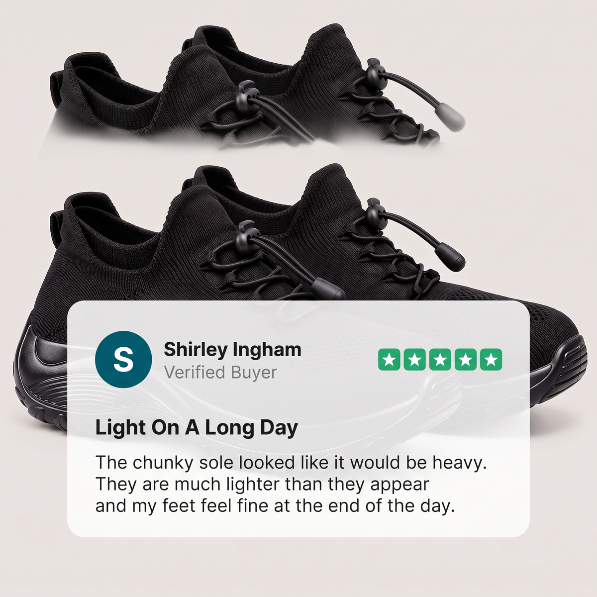 TOGGLE LACE KNIT WALKING TRAINERS