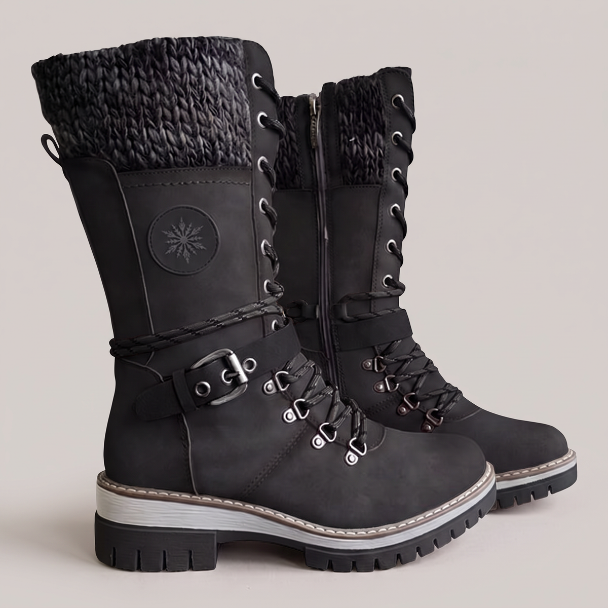 KNITTED CUFF SNOW BOOTS