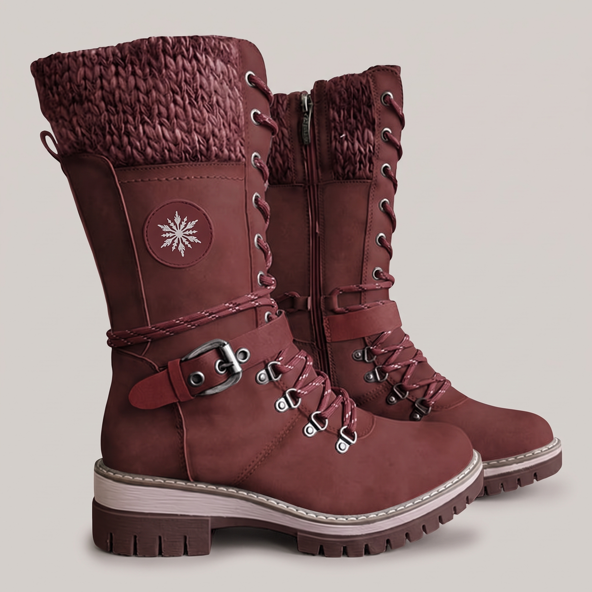 KNITTED CUFF SNOW BOOTS