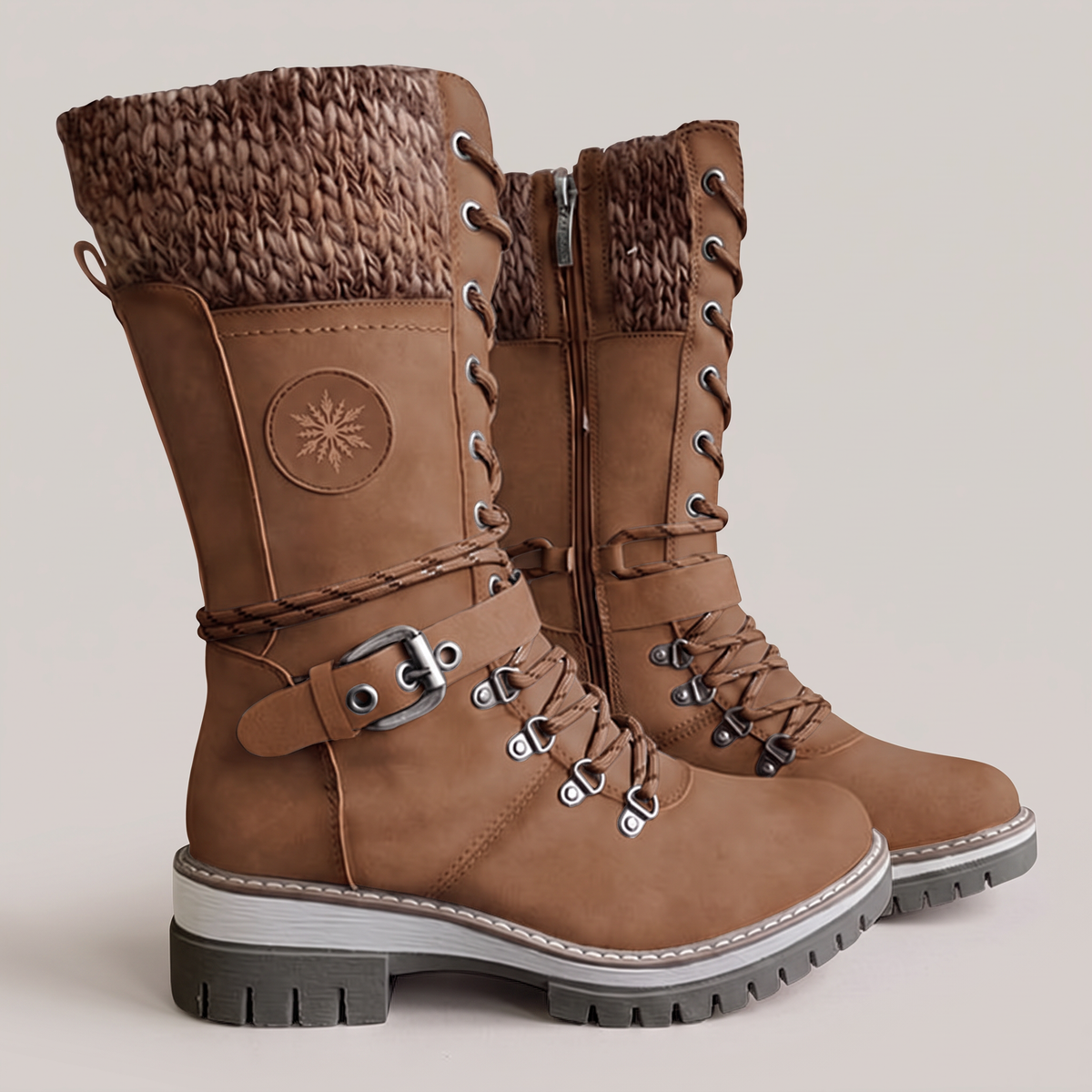 KNITTED CUFF SNOW BOOTS