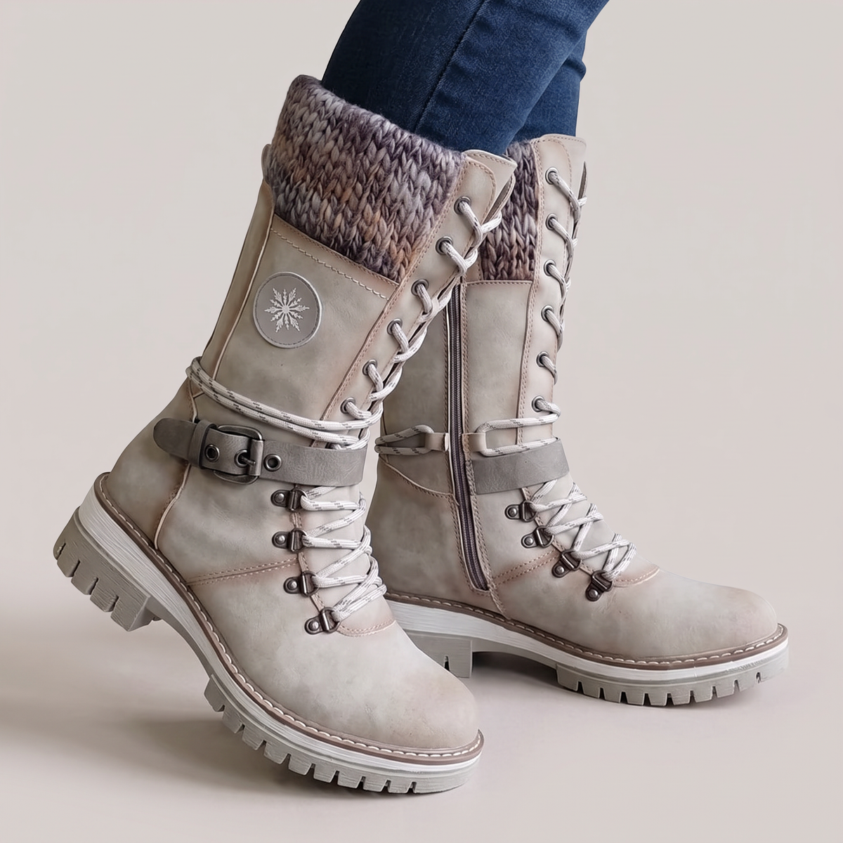 KNITTED CUFF SNOW BOOTS