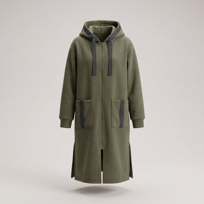 LONGLINE ZIP HOODED CARDIGAN