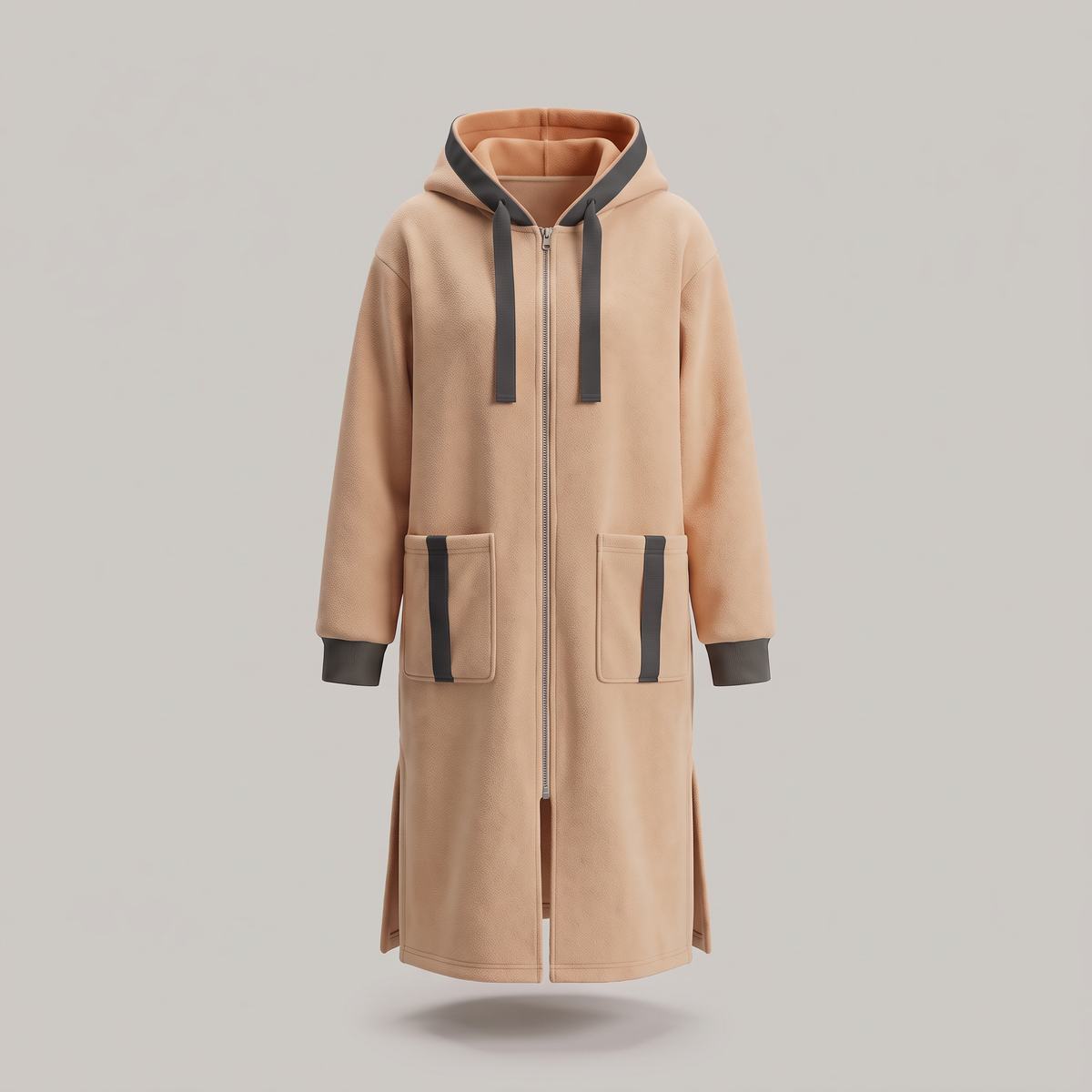 LONGLINE ZIP HOODED CARDIGAN