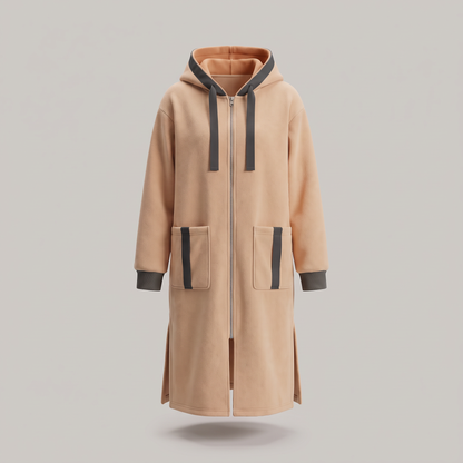 LONGLINE ZIP HOODED CARDIGAN