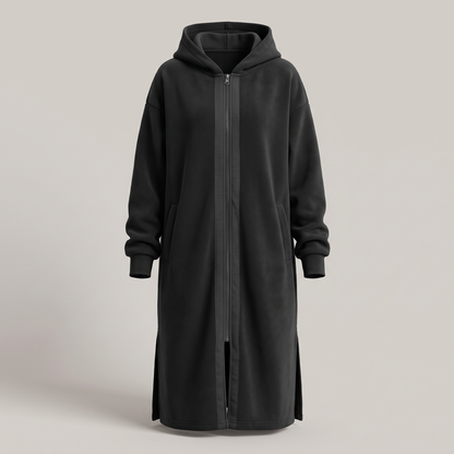 LONGLINE ZIP HOODED CARDIGAN