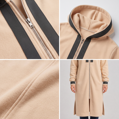 LONGLINE ZIP HOODED CARDIGAN