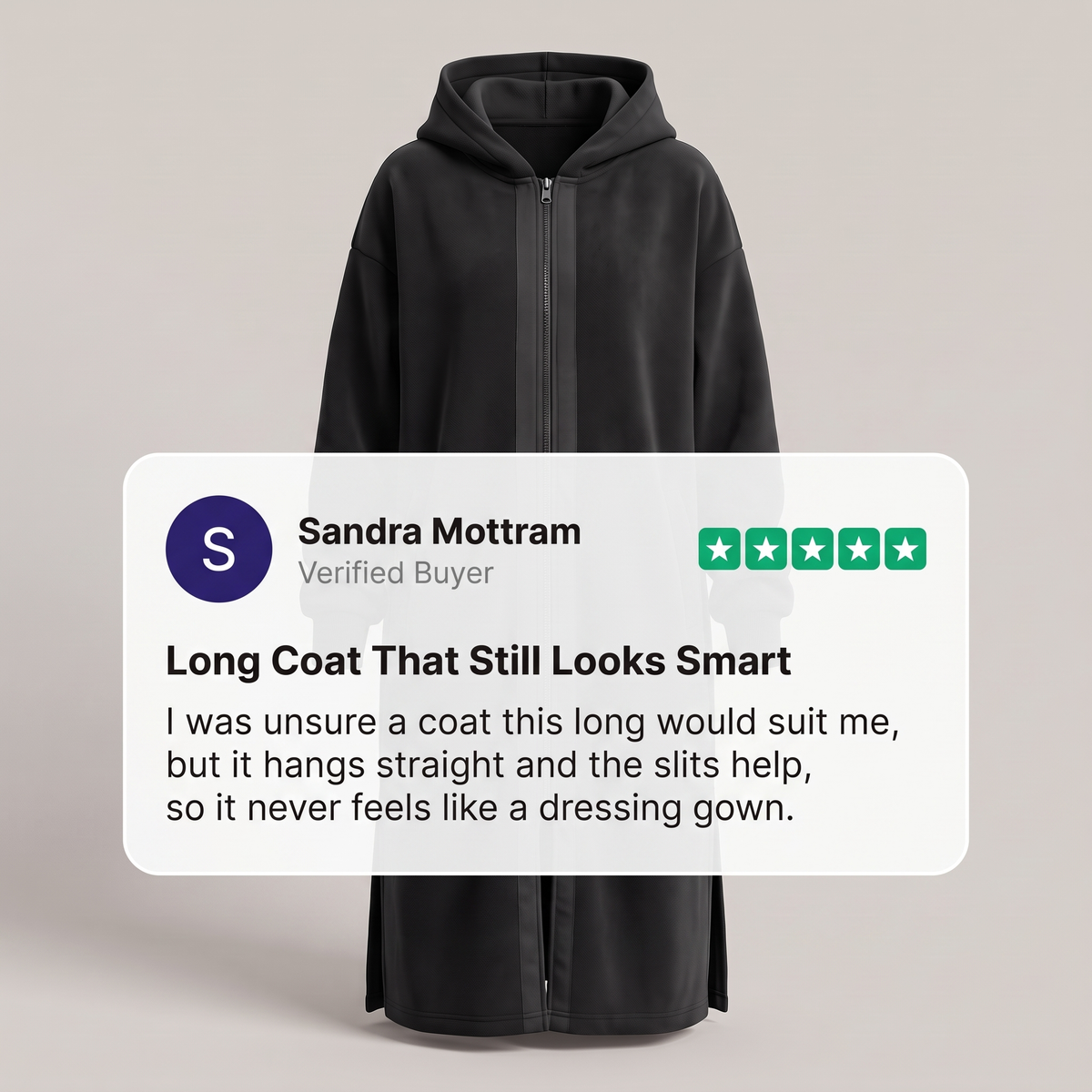 LONGLINE ZIP HOODED CARDIGAN