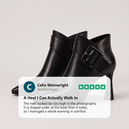 BUCKLE STRAP POINTED ANKLE BOOTS