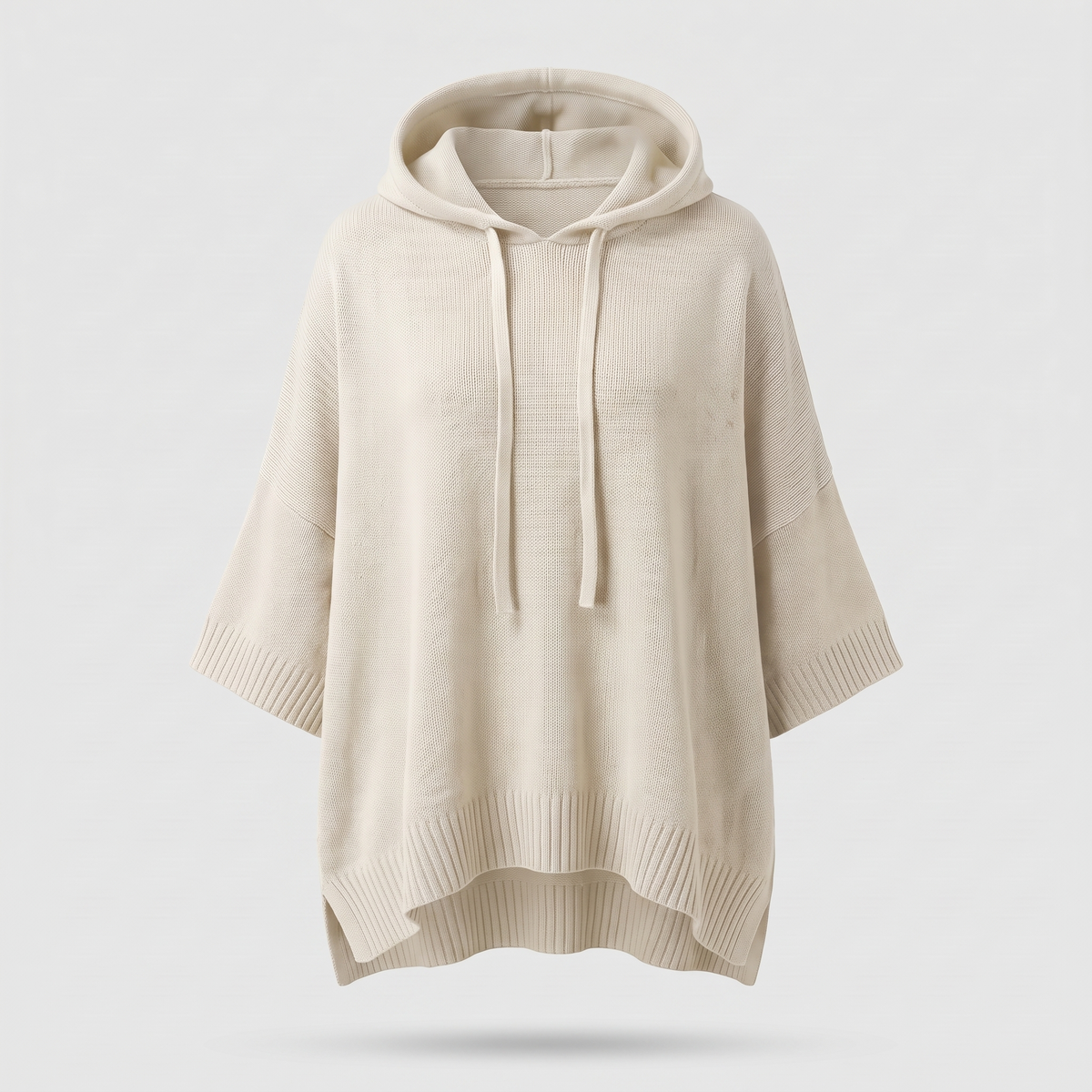 BATWING HOODED KNIT CAPE