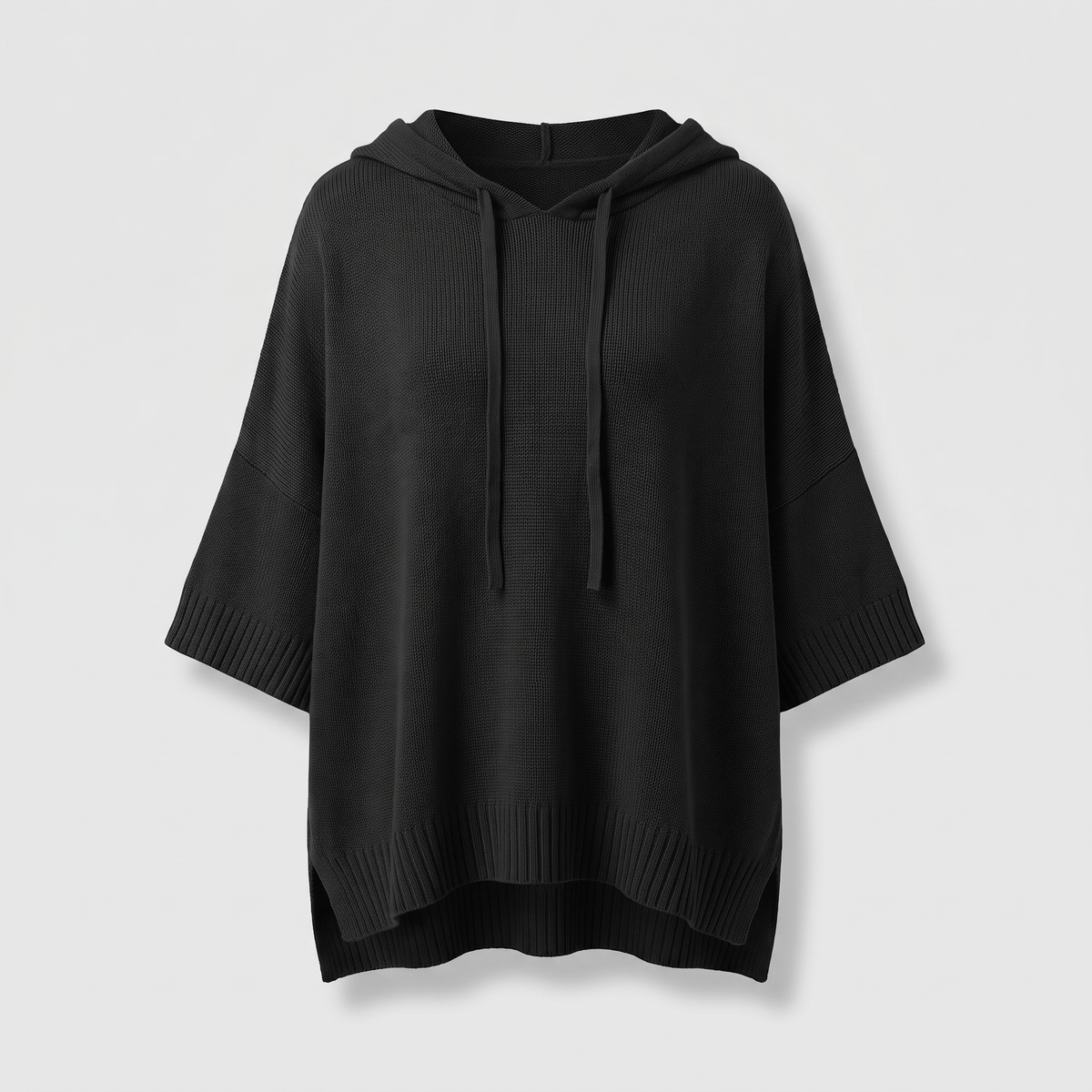 BATWING HOODED KNIT CAPE