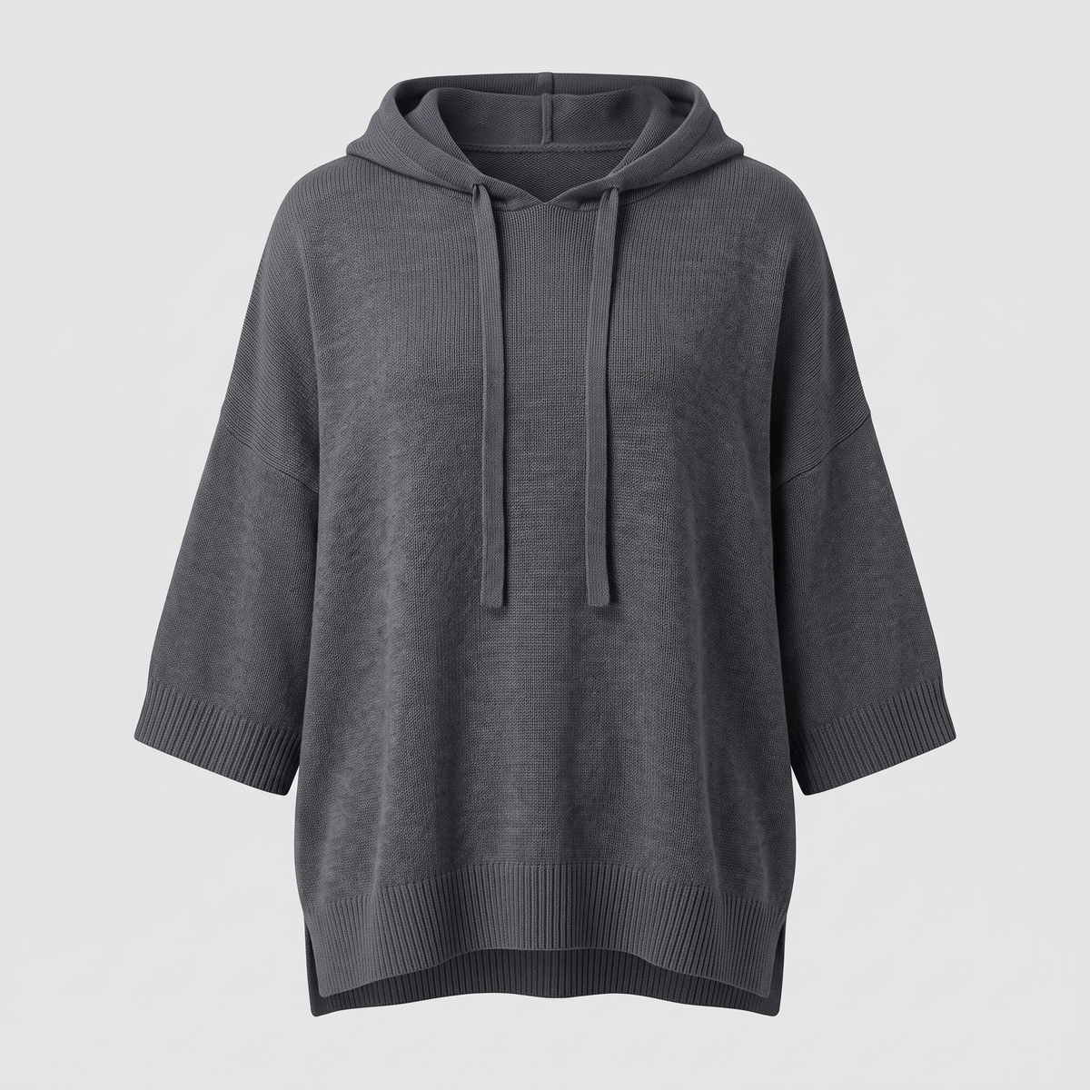 BATWING HOODED KNIT CAPE