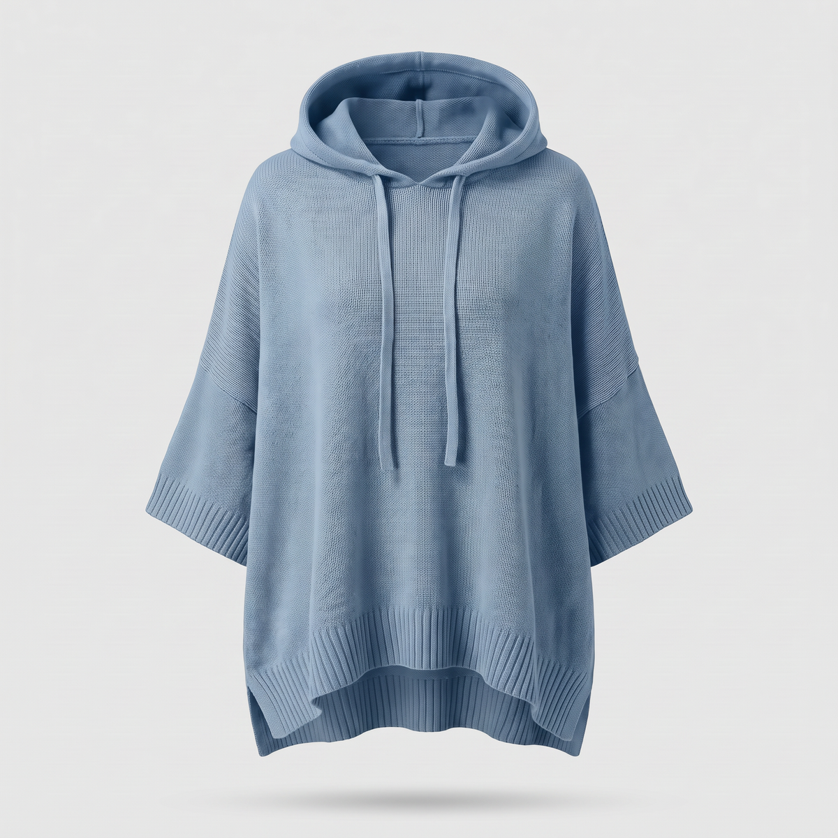 BATWING HOODED KNIT CAPE