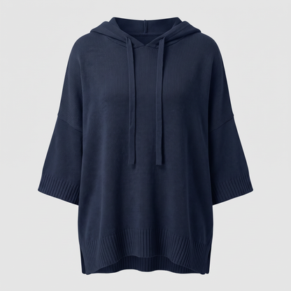 BATWING HOODED KNIT CAPE